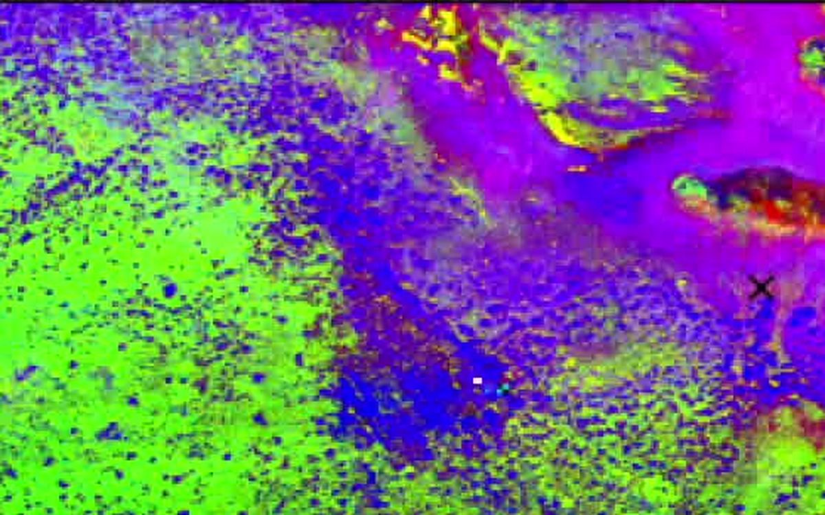 False-color spectral parameter image from the Spectral Cube Analysis Tool